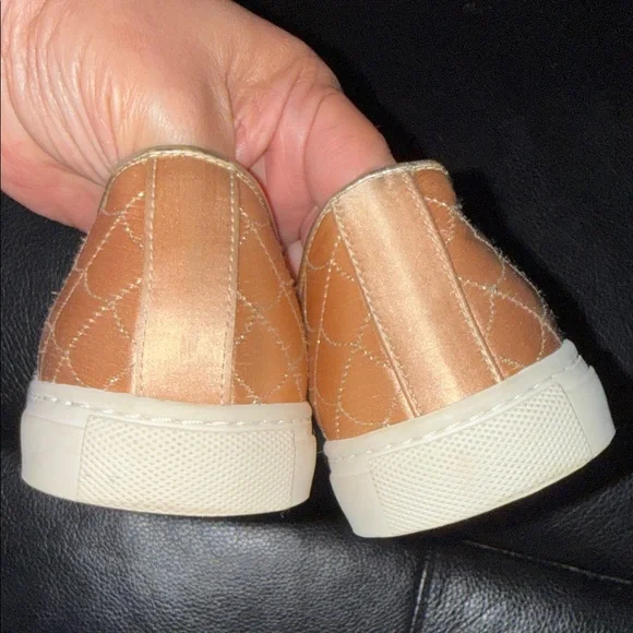 Charlotte Olympia Quilted Peach Satin Lace-Up Sneakers - Picture 4 of 8